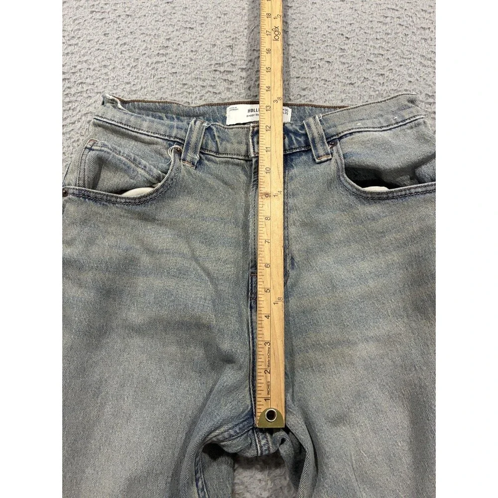 Hollister Jeans Mens 30x32 Blue Denim Baggy Skater Flame Dice Logo Streetwear